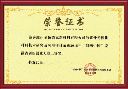 “創(chuàng)響中國(guó)”安徽省創(chuàng)新創(chuàng)業(yè)大賽三等獎(jiǎng)